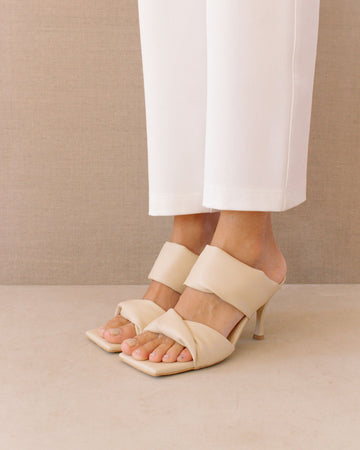 Twist Strap Corn White Vegan Leather Mules ALOHAS