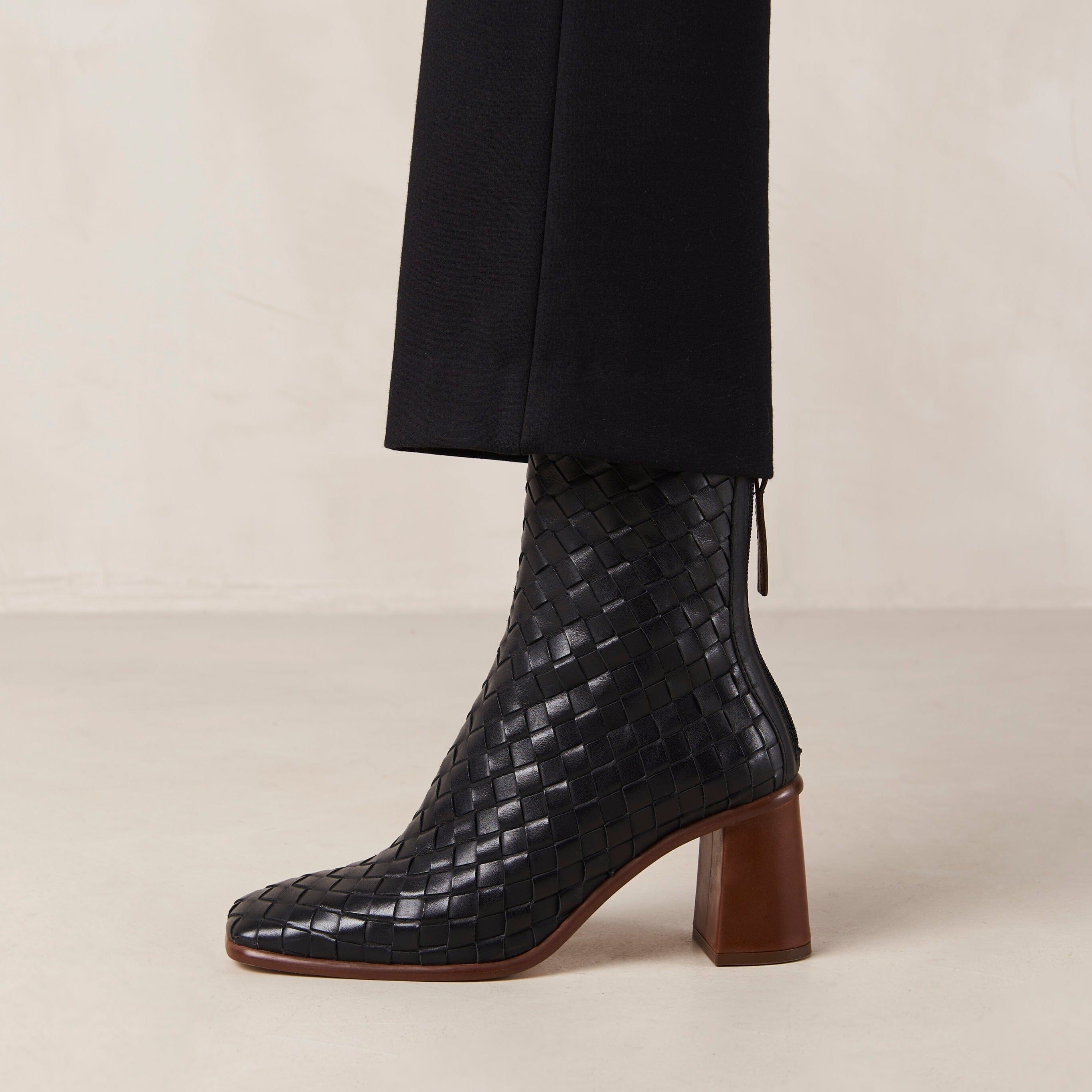 ALOHAS East croco black Boots knee high on sale square toe