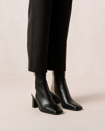 West Black and Cream Leather Boots ALOHAS