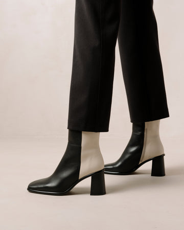 West Black and Cream Leather Boots ALOHAS