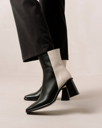 West Black and Cream Leather Boots ALOHAS