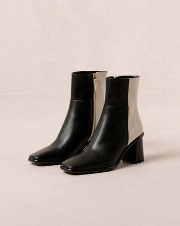 West Black and Cream Leather Boots ALOHAS