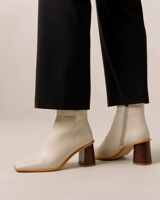 West Vintage Cream Leather Ankle Boots